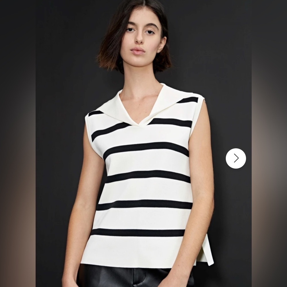 Catherine Malandrino Black and‎ White Striped Tank Top